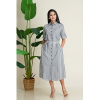 Midi Length Shirt Dress -BRAND0077